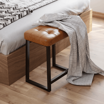 Teamix Vanity Stool Chair, 19" Makeup Stool with Footrest, 500 lb Capacity