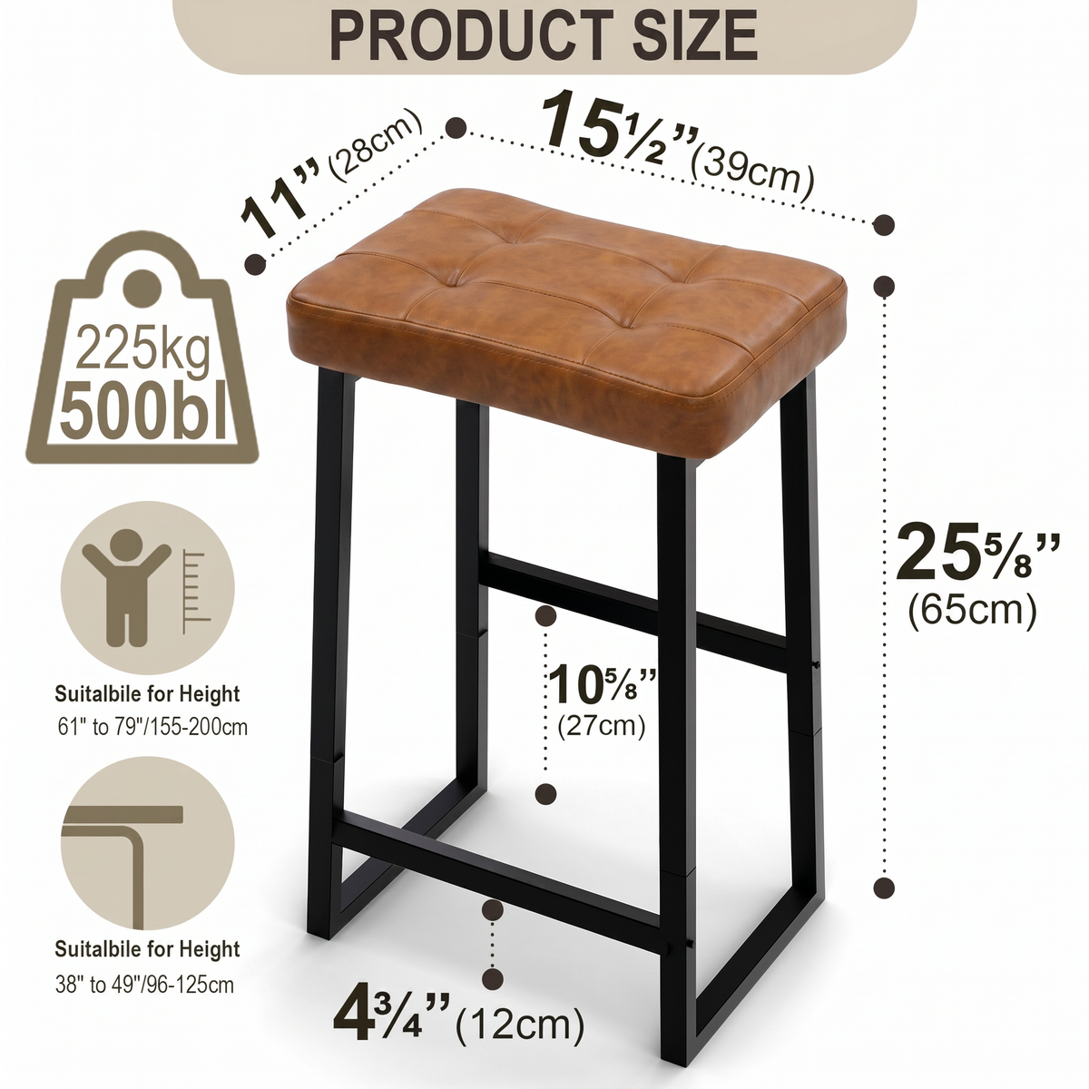 Teamix 26" Counter Height Bar Stool with Footrest
